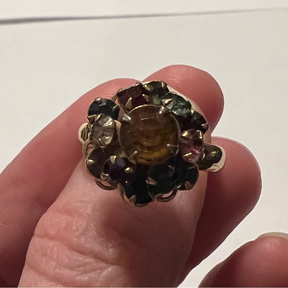 Fruit salad rhinestone Judy Lee adjustable ring